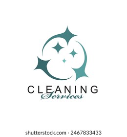 cleaning service design with sparkle stars isolated on white background