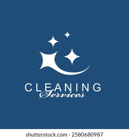 cleaning service design with sparkle stars isolated on blue background