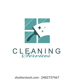 cleaning service design with window glass squeegee isolated on white background