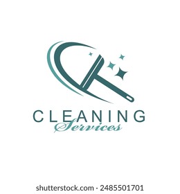 cleaning service design with window glass squeegee isolated on white background