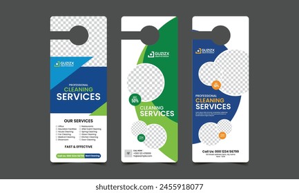 cleaning service door hanger flyer leaflet template with handyman home repair premium service