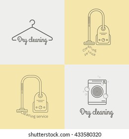 Cleaning Service. Dry Cleaning. Thin Line Icon Set. Vector Illustration.