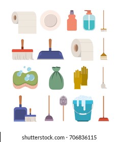 cleaning service elements colorful silhouette on white background vector illustration