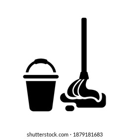cleaning service equipment icon of glyph style vector illustration design