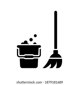 cleaning service equipment icon of glyph style vector illustration design