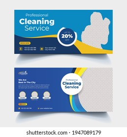 Cleaning Service Facebook cover header banner ads or social media post template design