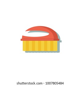 Cleaning service. Flat brush fetlock vector icon logo illustration. Household equipment tool isolated on white background