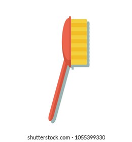 Cleaning service. Flat brush fetlock vector icon logo illustration. Household equipment tool isolated on white background