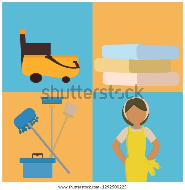 Cleaning Service Flat Illustration Poster Template Stock Vector