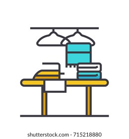 Cleaning service flat line illustration, concept vector isolated icon 