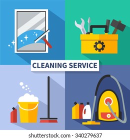 Cleaning service flat vector concepts set. Cleaning  banner. Cleaning service and minor repairs.