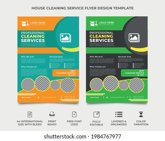 diseño de volante de servicio de limpieza, dos variaciones de color disponibles, se pueden colocar cinco imágenes en la plantilla. vector eps 10, una plantilla de tamaño4, diseño de volante de servicio de limpieza corporativa.