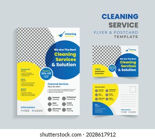 Cleaning service flyer and postcard template concept design