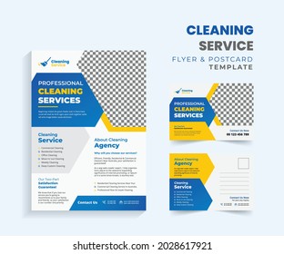 Design des Reinigungsservice-Flyer und des Postkartenvorlagenkonzepts