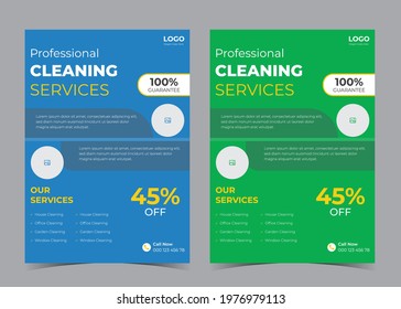 Cleaning service flyer template. Flyer poster design for cleaning service.
Professional cleaning service flyer template.
