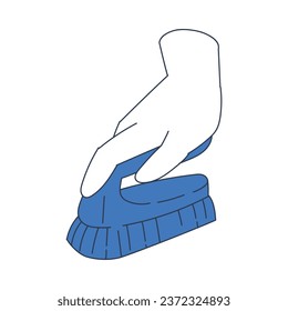 Cleaning Service with Hand Hold Brush for Cleanup Vector Illustration