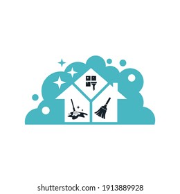 cleaning service home logo eps