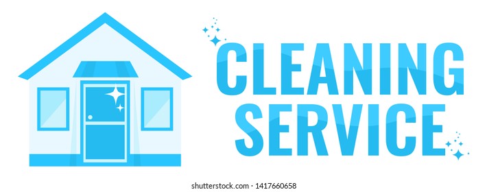 Cleaning service. Horizontal banner template. Advertising poster for print or website. Flat vector illustration.