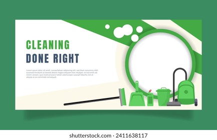 Banner horizontal del servicio de limpieza. - Vector.