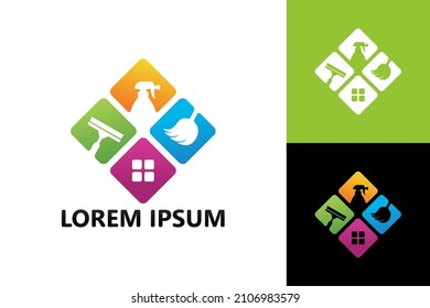 Diseño vectorial de la plantilla del logotipo de la casa de servicios de limpieza