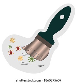 Cleaning Service Icon.  The Brush Sweeps Out Dust Particles.  Vector Illustration.  Cleaning Surfaces At Home Or In The Office.  Prevention Of Infection.  Hygiene At Home.