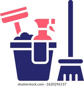 Ilustración vectorial de relleno de iconos de servicio de limpieza