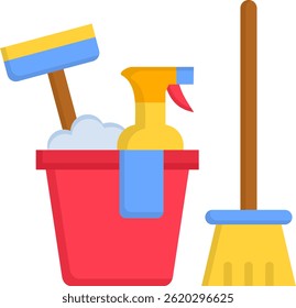 Cleaning Service Icon Flat Vector Illustration