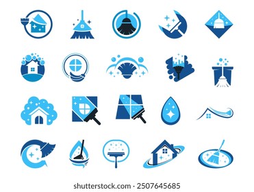 Cleaning Service Icon Logo Element Set