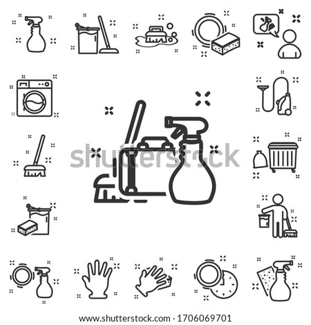 Cleaning service, icon set, services for cleaning and laundry in various rooms.  Window cleaning, Wipe off, laundry washing machine.  Vector illustration EPS10