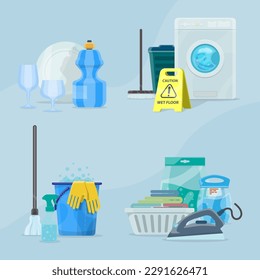 Cleaning service icon set. vector illustration