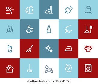 Cleaning service icons set. Flat style