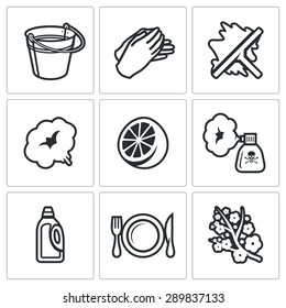 Cleaning service icons set. Vector Illustration.
Isolated Flat Icons collection on a white background for design