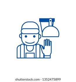 Cleaning service illustration line icon concept. Cleaning service illustration flat  vector symbol, sign, outline illustration.