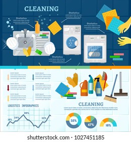 Cleaning service infographic. Home cleaning carpet cleaning washing dishes vector 