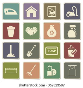 Cleaning service label icons for web