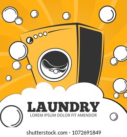 Cleaning service and laundry vector concept background, poster and banner illustration