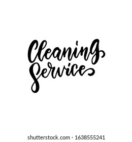 Cleaning service - Lettering logo on white background. Hand sketched Cleaning service lettering typography. Hand drawn Cleaning service lettering sign. Badge, icon, banner, tag, illustration.