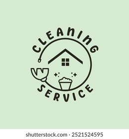 cleaning service line art logo vector symbol icon design illustration
