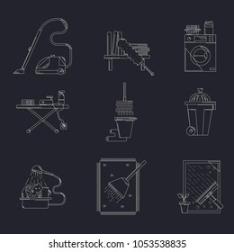 Cleaning service line icon set concept vector illustration