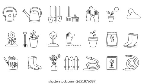 A cleaning service line icon set. A simple collection of minimalist housekeeping, hygiene, and domestic chore symbols for branding.