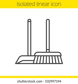 Cleaning service linear icon. Thin line illustration. Mop and dustpan contour symbol. Vector isolated outline drawing