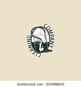cleaning service logo black and white retro vector
