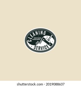 cleaning service logo black and white retro vector