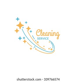 Cleaning service. The logo of the company on cleaning of rooms. Vector illustration.