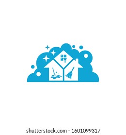 Cleaning service logo concept idea. House cleaning service logo template