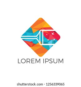 Cleaning service logo design. Concept of squeegee, purification, wet cleaning, mop, cleanup badge, sweeping. 