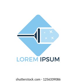 Cleaning service logo design. Concept of squeegee, purification, wet cleaning, mop, cleanup badge, sweeping. 