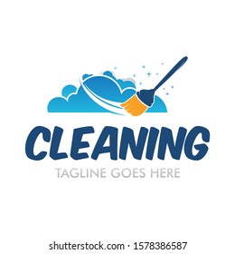Idea de diseño del logotipo del servicio de limpieza. Símbolo para limpiar el lugar de vida y trabajo. 