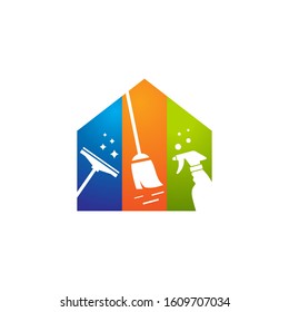 Cleaning service logo design idea. Clean house logo template.