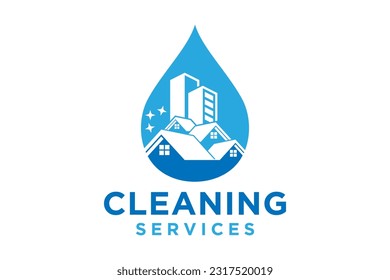 Cleaning service logo design idea. Creative Eco symbol template. Building and House